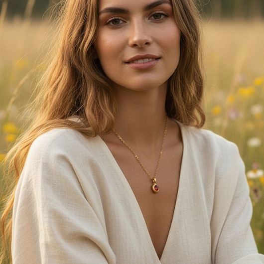 złote naszyjniki Naszyjnik z Pomarańczowym Opalem