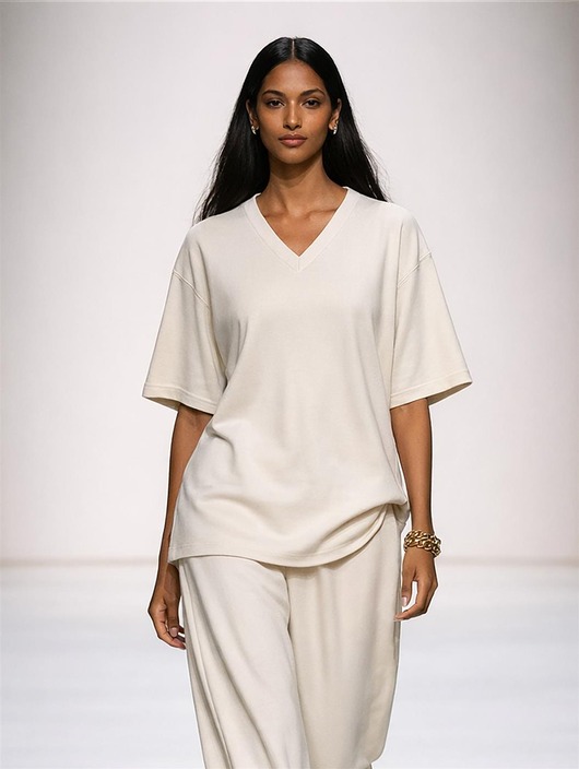 t-shirt damskie T-shirt ecru oversize YY500333