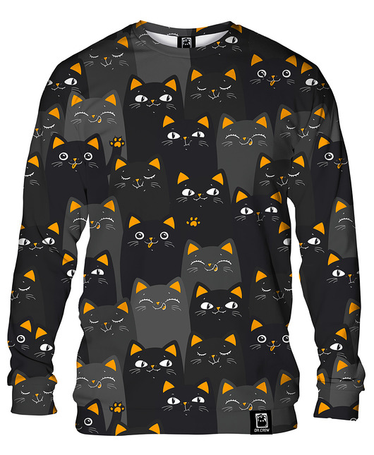bluzy męskie Bluza Bez Kaptura Męska DR.CROW Cats Orange