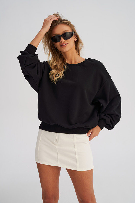 bluza bez kaptura damska Bluza CREWNECK Puffa pure black damska