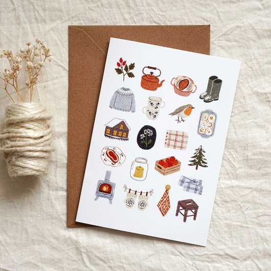 kartki świąteczne Kartka świąteczna  - Soft Winter  koperta w zestawie