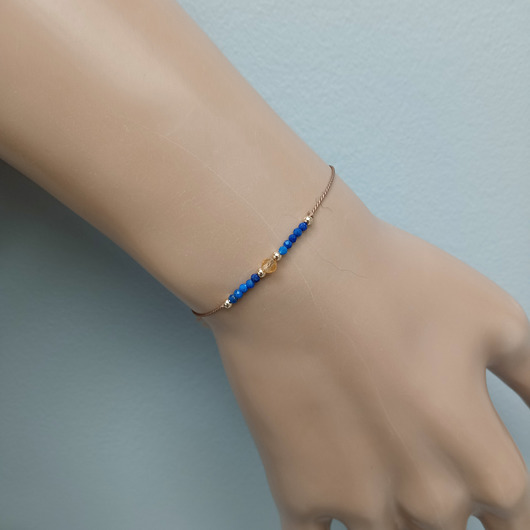 bransoletki z kamieni naturalnych Bransoletka Lapis Lazuli z Cytrynem - Szczęście i Pewność Siebie