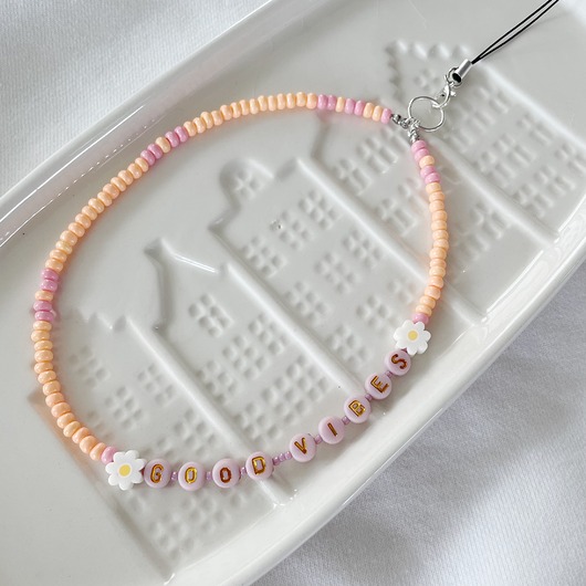 breloki Charms do telefonu  GOOD VIBES peach