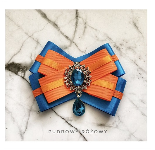 broszki Brosza  Turkusowa z Pomarańczą NEW
