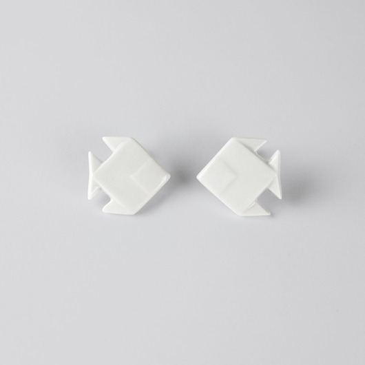 kolczyki ceramiczne Kolczyki z Porcelany Origami Rybki Duże Białe