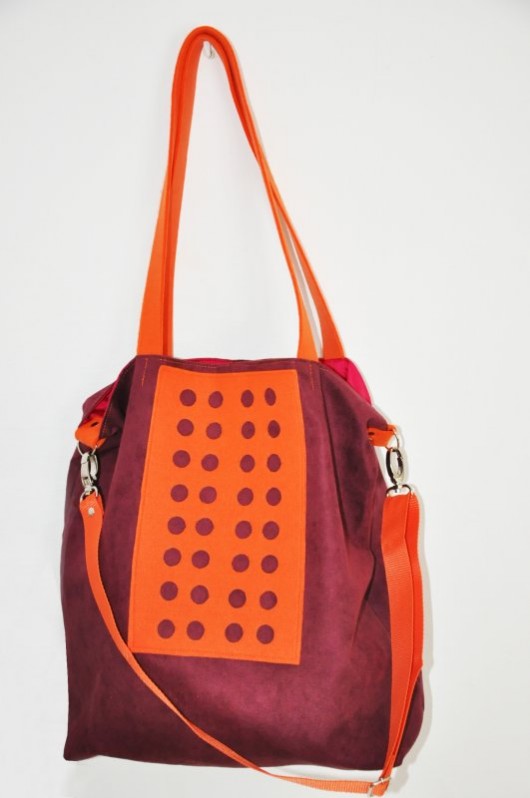 Torba hobo XXL - oberżyna, pomarańcz PRACOWNIA 166