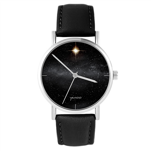 Zegarek - Star - czarny, skórzany yenoo