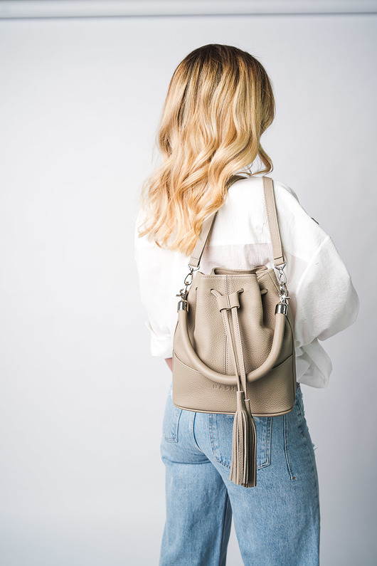 torby na ramię Worek skórzany beżowy torba worek Nashe