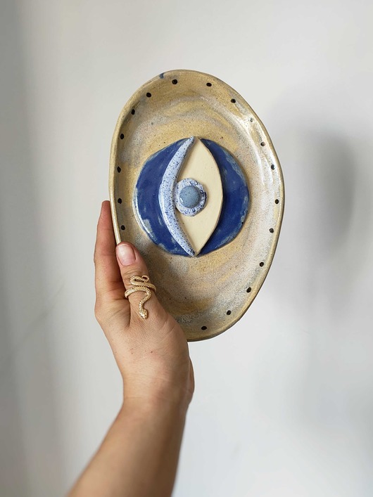 deski do krojenia i tace Patera ceramiczna z motywem oka