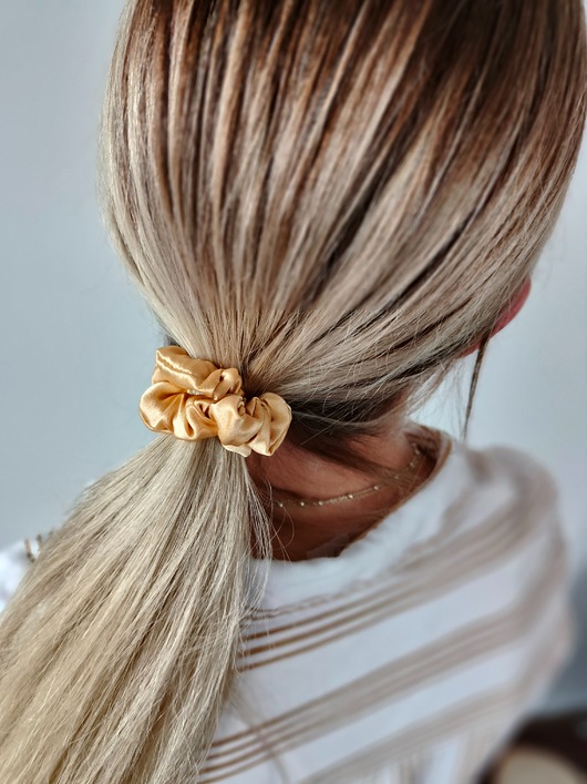 gumki do włosów Gumka jedwabna, scrunchie, frotka warm gold MINI