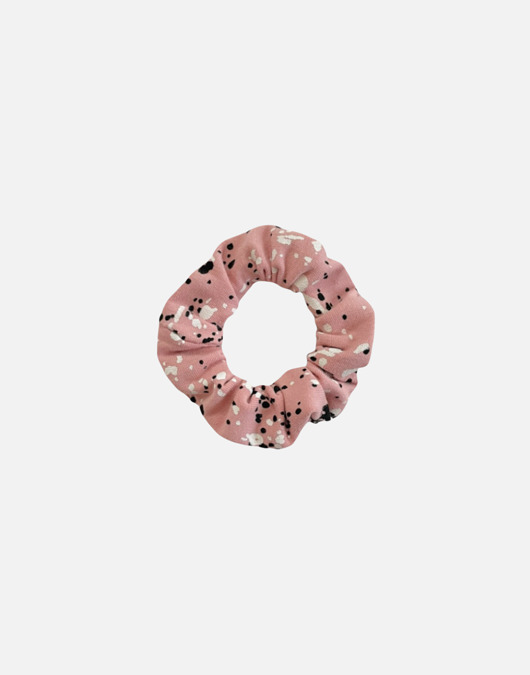 gumki do włosów Scrunchie gumka frotka wąska kleksy różowa
