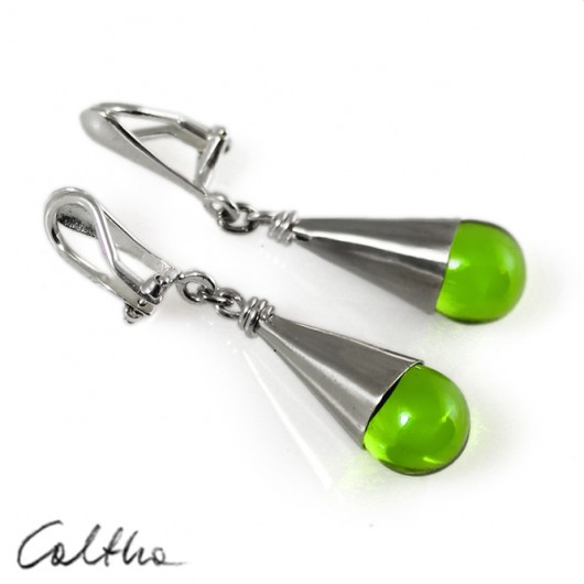 Zielone krople - klipsy Caltha