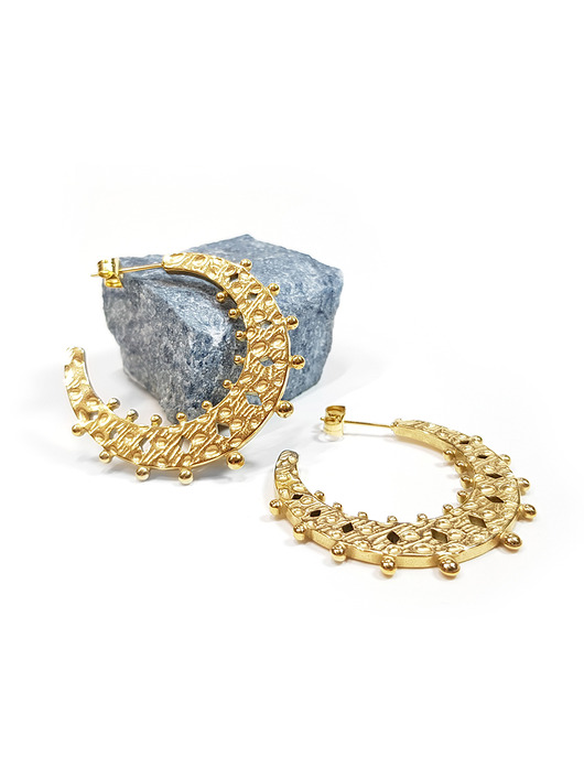 kolczyki pozłacane Kolczyki tłoczone lunule stal chirurgiczna