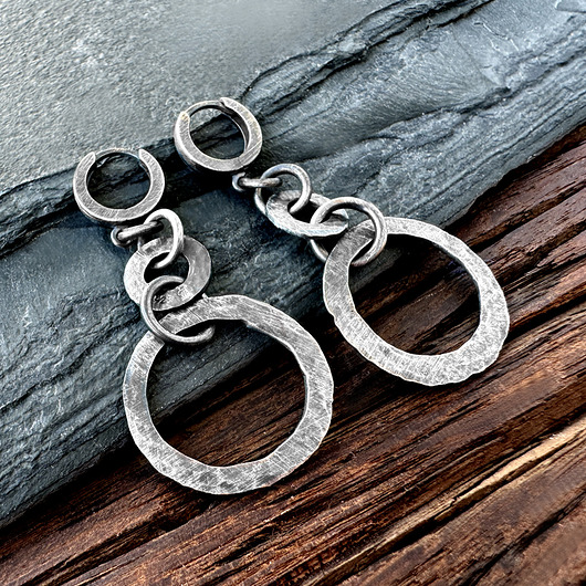 kolczyki wire wrapping Małe oksydowane kolczyki koła