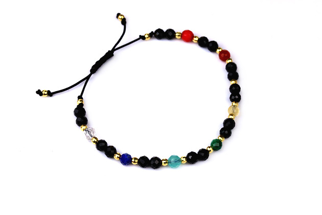 Bransoletka Turmalin Czakry Sznurek Złoto Brazi Druse Jewelry