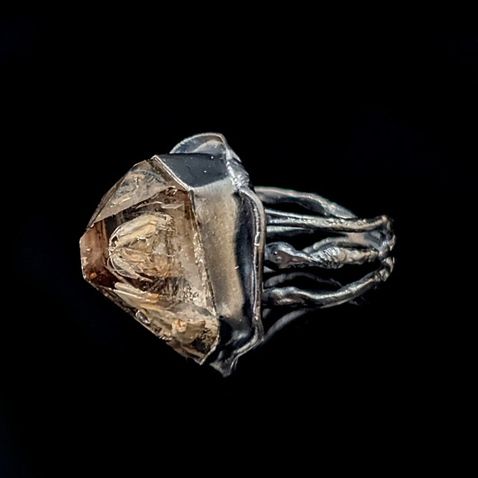 pierścionki srebrne Pierścionek kwarc okienkowy zepter