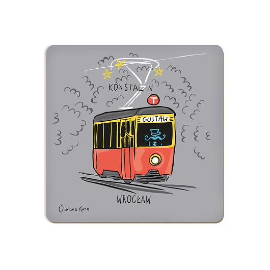 podkładki do kuchni Podkładka pod kubek Wrocław Tramwaj Konstal N "Gustaw"