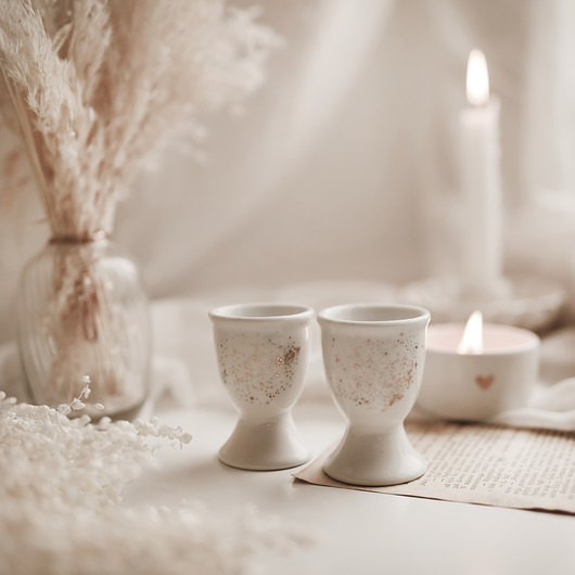 szklanki i kieliszki Zestaw kieliszków na jajko - Nakrapiane Złotem