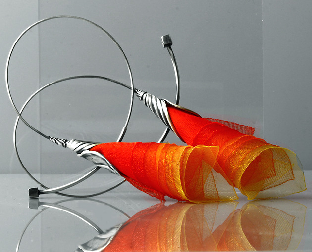 kolczyki wire wrapping Awangardowe kolczyki koła słoneczne