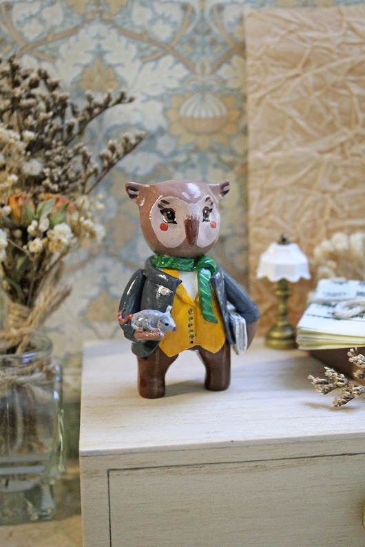figurki i rzeźby Sowa ze swoją przyjaciółką myszą