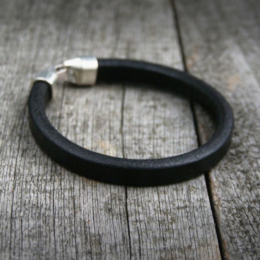 męska bransoletka : SKÓRA : thick black kaktusia