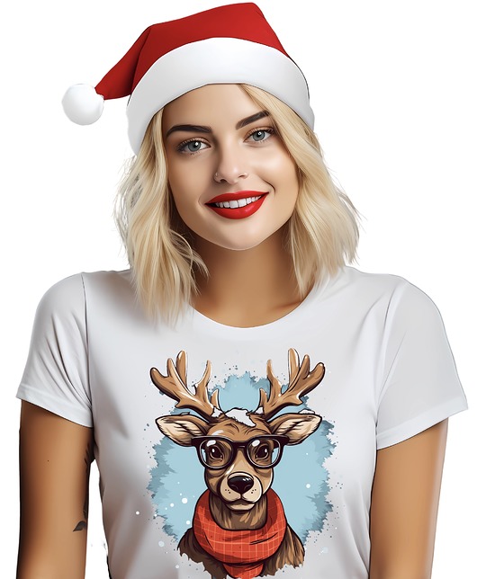 t-shirt damskie Koszulka świąteczna renifer t-shirt