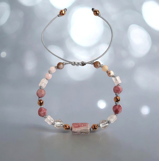 bransoletki z kamieni naturalnych SELF LOVE - amulet - RODOCHROZYT, rodonit, opal, k.górski,  k.różowy