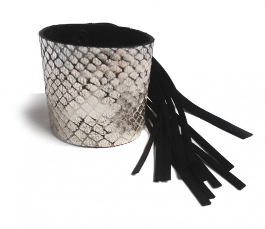 Bransoleta skórzana srebrna FRINGE Mikashka