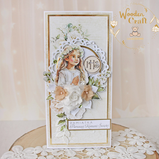 kartki na komunię Kartka komunijna pamiątka pierwszej komunii świętej "Simple Story" GOTOWA