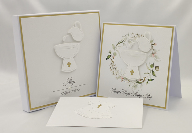 kartki, zaproszenia na chrzest Pamiątka chrztu w pudełku z kopertą, C 24c