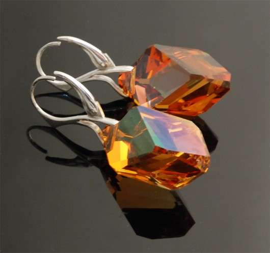 Kolczyki kryształ Swarovski Miodowy pieklo niebo