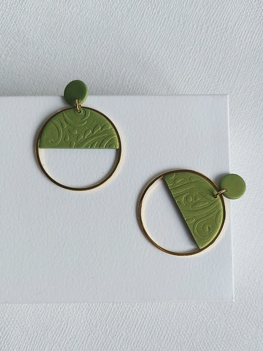 kolczyki z masy plastycznej Kolczyki LUNA Green Harmony