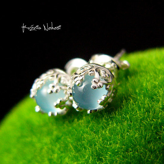 kolczyki z kamieniami Kolczyki Sztyfty  Serenity - Agat Srebro