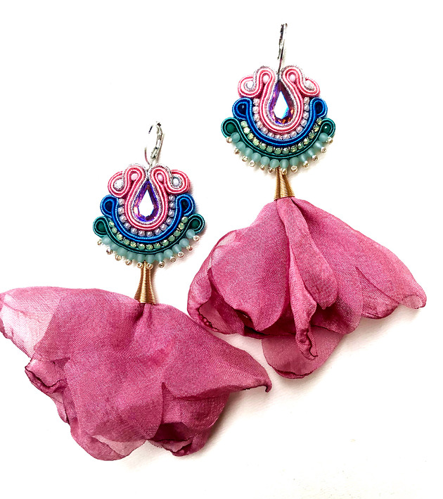 kolczyki soutache Sutaszowe kolczyki COSTA NOVA z kwiatami