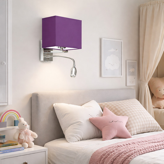 kinkiety Dziecięcy 2-płomienny kinkiet do czytania ADDIS KIDS z dodatkowym panelem LED