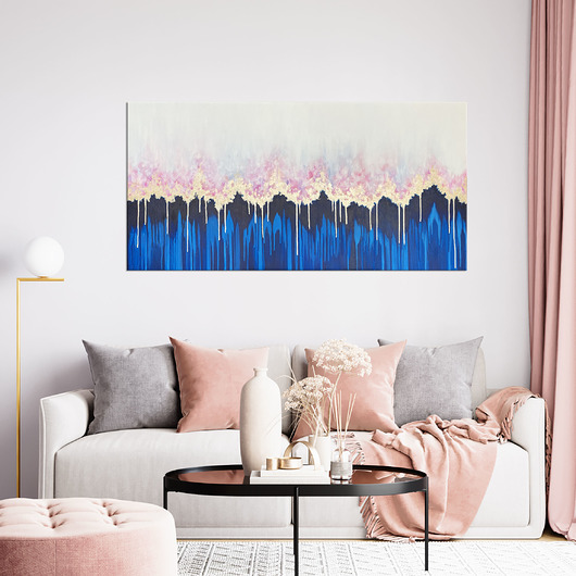 obrazy Obraz ręcznie malowany granatowy 60x120 cm