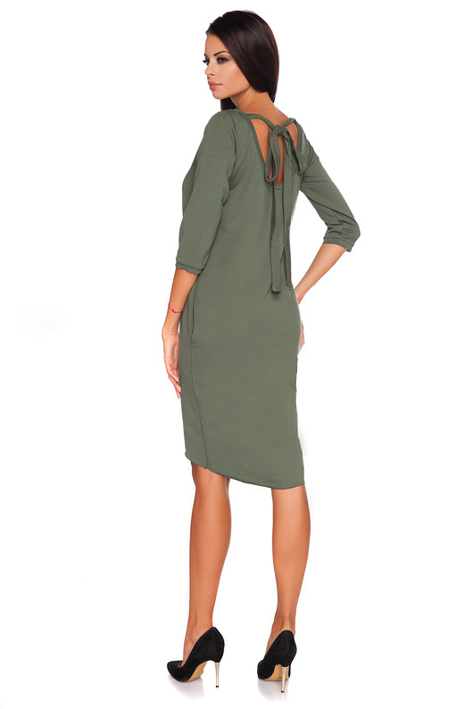 sukienki midi damskie Sukienka tuba z kieszeniami, Halina, zielony