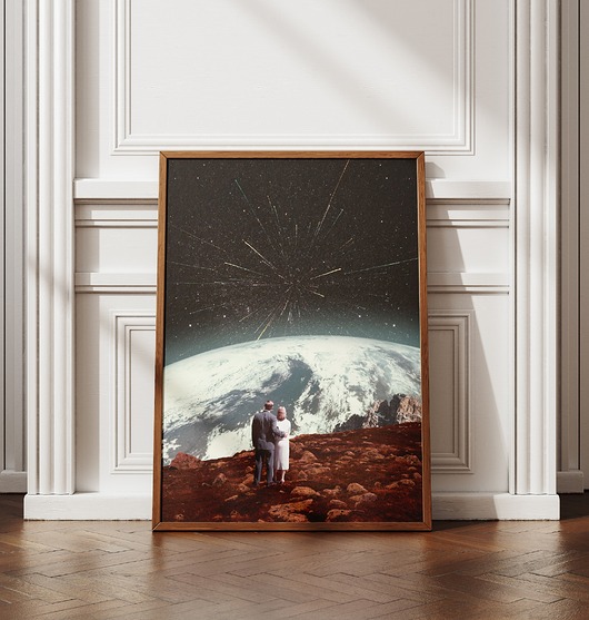 plakaty Plakat Noc spadających gwiazd - Kolaż Fine-art  - Autorska dekoracja ścienna