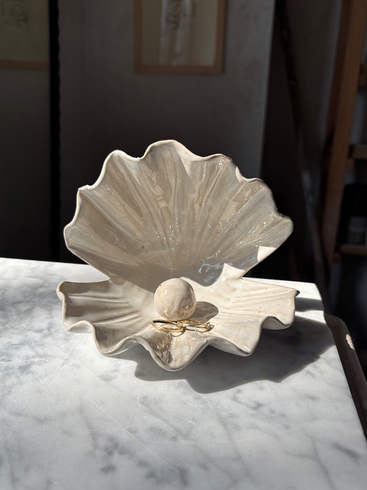 pojemniki na biżuterię Perłowa muszla na biżuterię ceramiczna podstawka muszelka handmade
