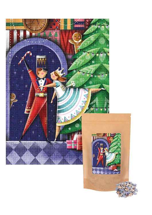 puzzle dla dzieci Puzzle 500 "Once Upon a Christmas" by Julia Kraska w papierowyn woreczku