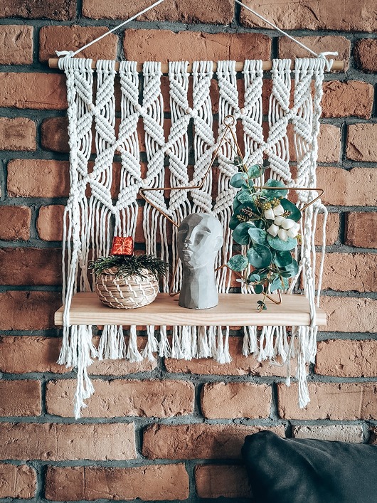 Półka wisząca makrama Boho LOFT ecru Hygge Macrame