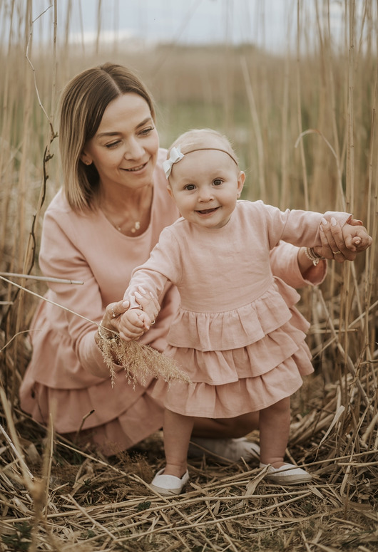 sukienki mini damskie Zestaw Różowe Rity dla mamy i córki