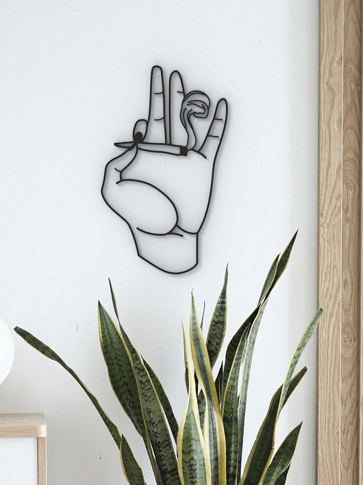 Ozdoby na ścianę Hand joint - 3d ręka z papierosem- dekoracja Marihuana- dekoracja ścienna