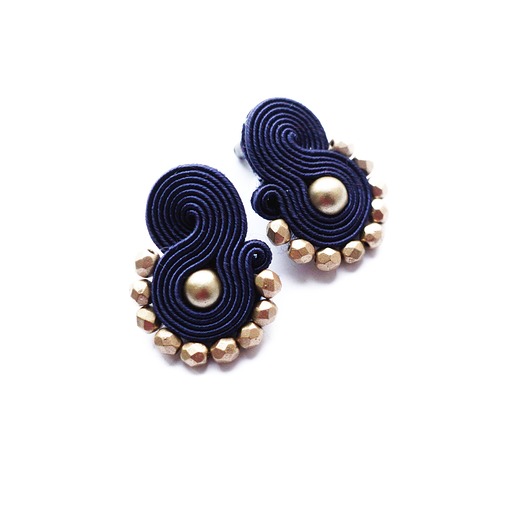 Złoto i granat- eleganckie kolczyki soutache Mró Soutache