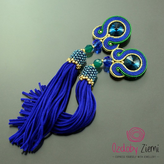 Kolczyki sutasz Navy Tassels  Ozdoby Ziemi