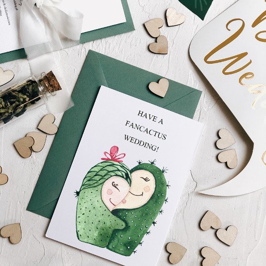 zaproszenia i kartki na ślub Kaktusy - kartka z życzeniami na ślub