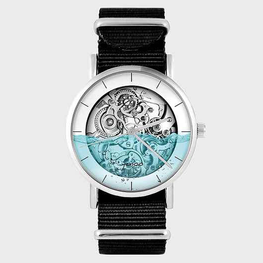 zegarki unisex Zegarek - Steampunk wodny - czarny, nylonowy