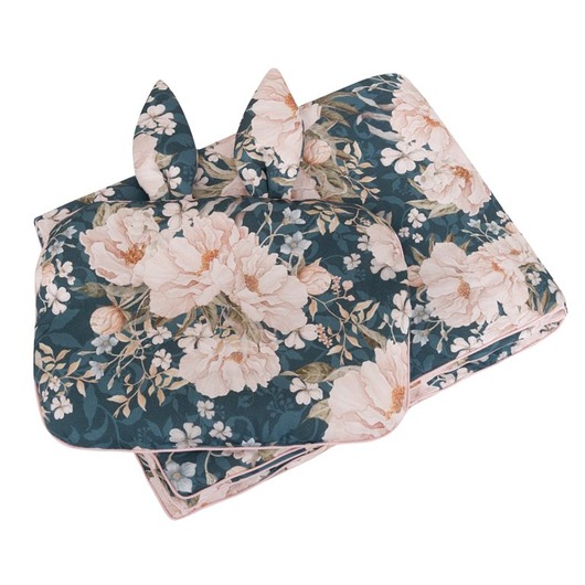 kocyki, kołderki, pościel dla dzieci Pościel wypełnienie uszy 75x100 Peonie Granat SM PZ