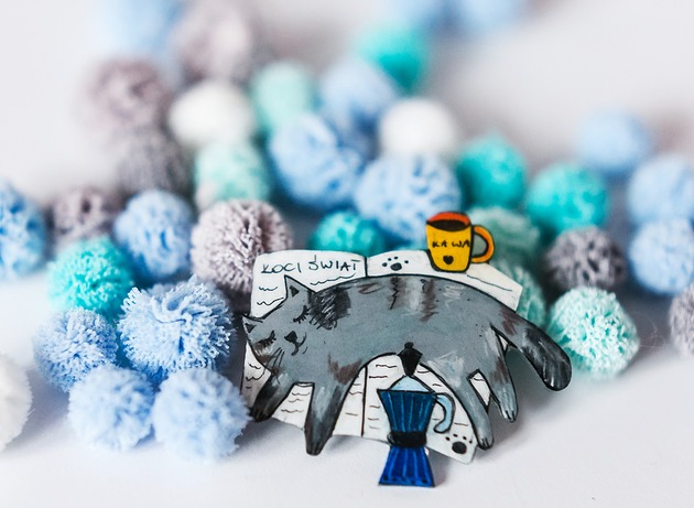 broszki Broszka dla kociary z kotem Romkiem