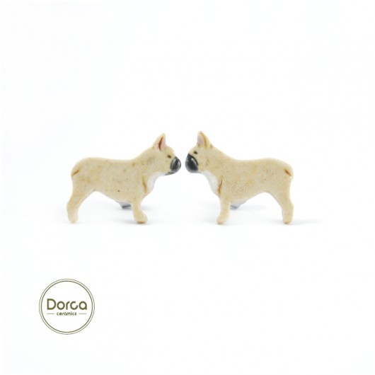 Buldog francuski mini- ceramiczne kolczyki Dorca
